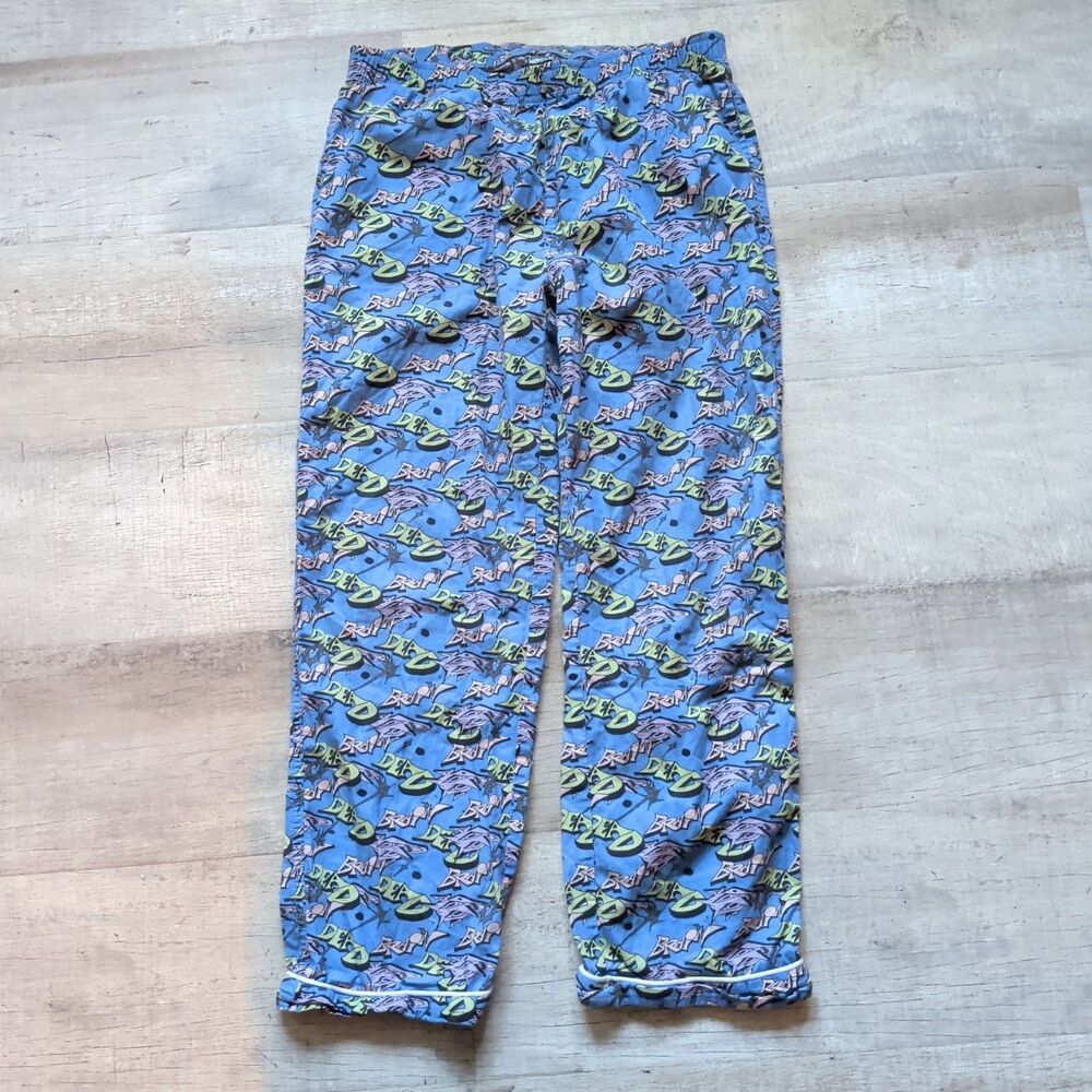 Brain Dead Blue All Over Graffiti Logo Print Lounge Pants Pajama Bottoms Size XS